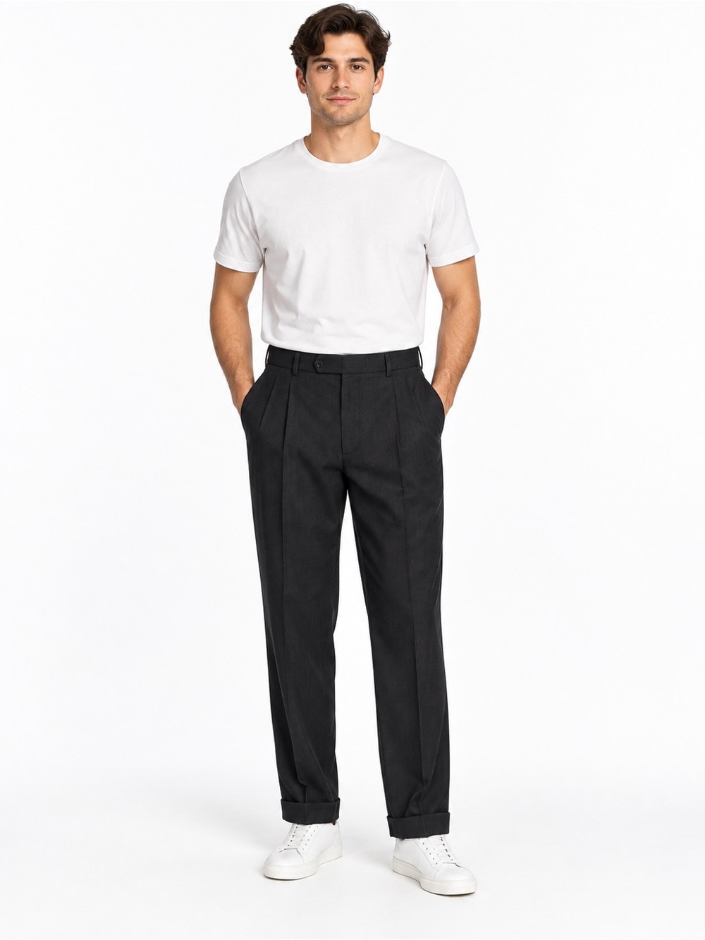 Brooks Brothers Black Pleated Men's Trousers 100% wool - 1118